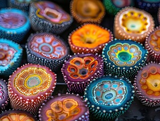 Ceramic sea urchin colorful patterns