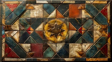 Vintage geometric tile design featuring a striking central star motif, adding elegance to any space