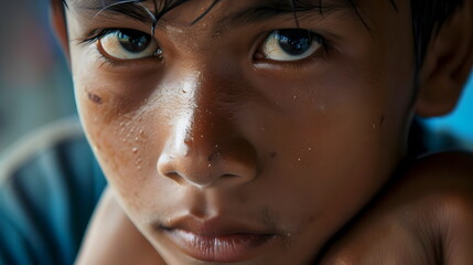 Intense Portrait Boy Close-up Emotion Eyes Skin Detail Expression