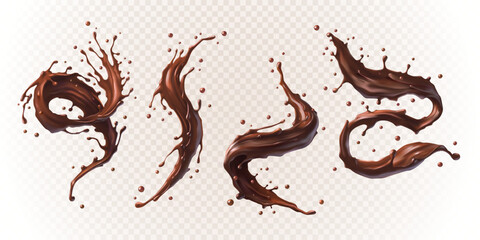These realistic liquid chocolate splashes capture the essence of rich, creamy chocolate in motion. Perfect for advertising, packaging design, and culinary content, these high-resolution images bring a