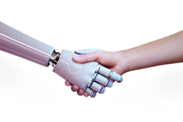 Png robot handshake human, artificial intelligence digital transformation