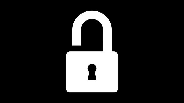 Motion graphic features a padlock icon. Ideal for security-themed content, digital safety, and privacy-related projects, this animation symbolizes protection and security