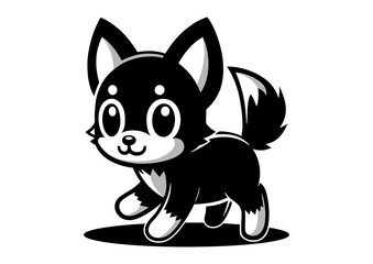 Cartoon playful puppy. Flat vector illustration