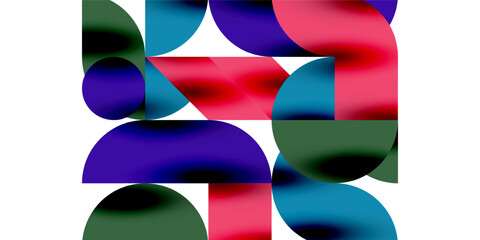 Tech minimal circular shapes geometric art. Vector modern circles