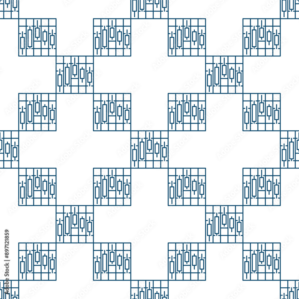 Poster candlestick chart vector cryptocurrency trading seamless pattern in thin line style