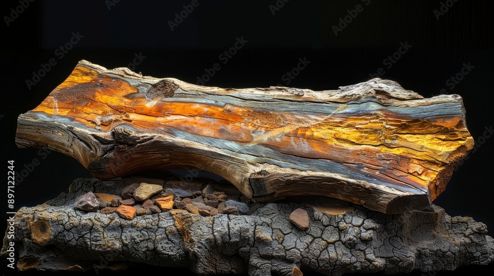 Poster this specimen of fossilized wood displays a remarkable array of vivid rainbow colors
