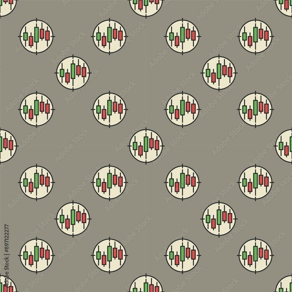 Poster candlestick chart in target aim vector colored seamless pattern