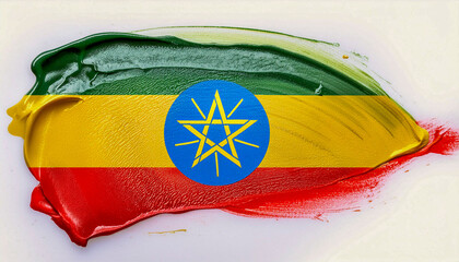 Paint stain in the colours of the Ethiopian flag