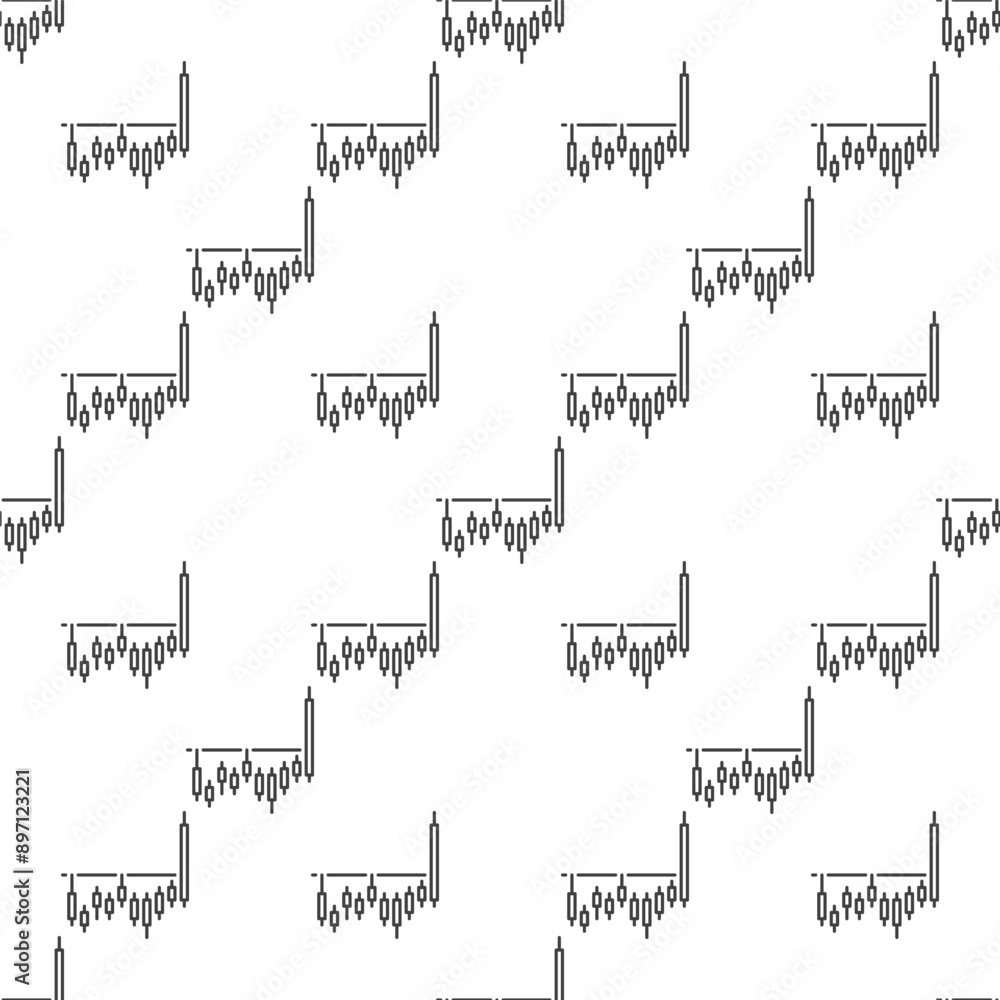 Poster crypto candlestick chart vector price movements seamless pattern in outline style