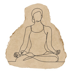 Meditation png sicker, leisure activity, ripped paper design transparent background