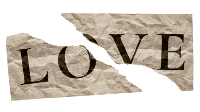 Love png ripped paper sticker, Valentine's concept, typography on transparent background - Powered by Adobe