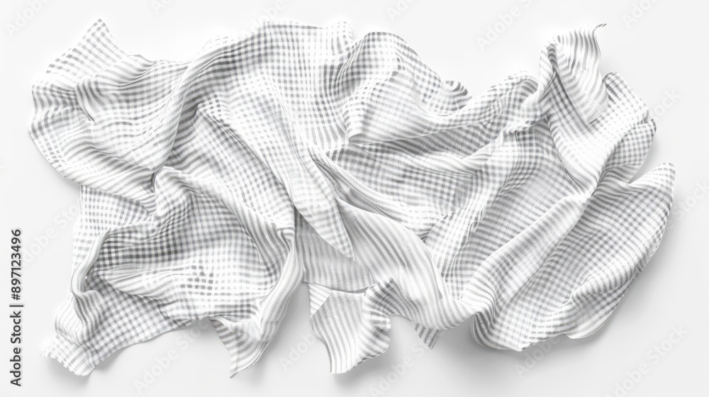 Poster the crumpled checkered fabric stands out against the white background, creating a dynamic visual con