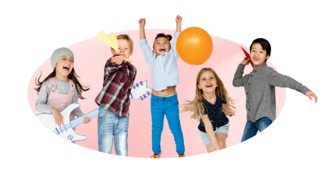 Kids party png badge sticker, transparent background
