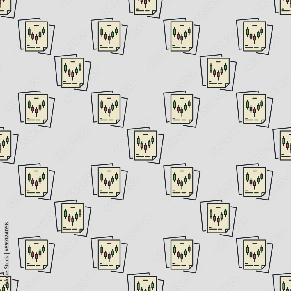 Poster crypto documents with candlestick chart colored seamless pattern
