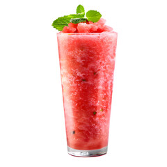 Front view of a watermelon slush isolated on transparent background