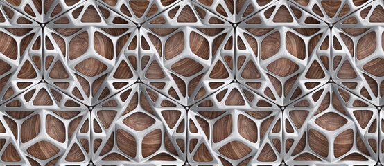 3d hard metal frame tiles on gray concrete background