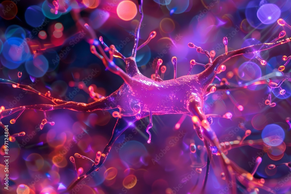 Aufkleber 3d rendered illustration of a neuron cell firing and transmitting a nerve impulse in the brain