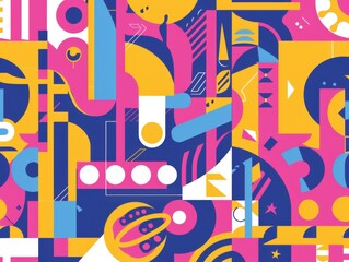 Fototapeta premium A vibrant abstract geometric pattern with bold colors and shapes