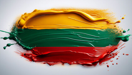 Paint stain in the colours of the Lithuanian flag