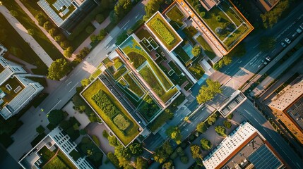 Top view of blue solar photo voltaic panels system on high apartment building roof top on sunny day. Renewable ecological green energy production concept. AI generated illustration