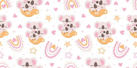 Cute baby animals seamless pattern