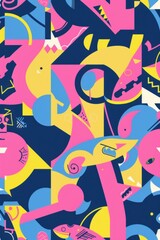 Fototapeta premium A colorful abstract geometric pattern with dynamic shapes and lines