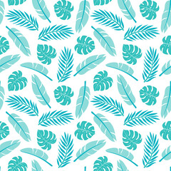 Tropical leaves seamless pattern. Botanical vector background