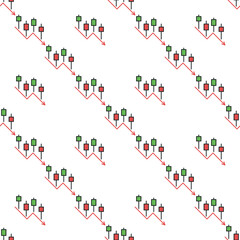 Online Crypto Trading vector Candlestick Chart colored seamless pattern