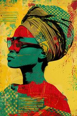 Vibrant African woman silhouette in pop art style. Generative AI image