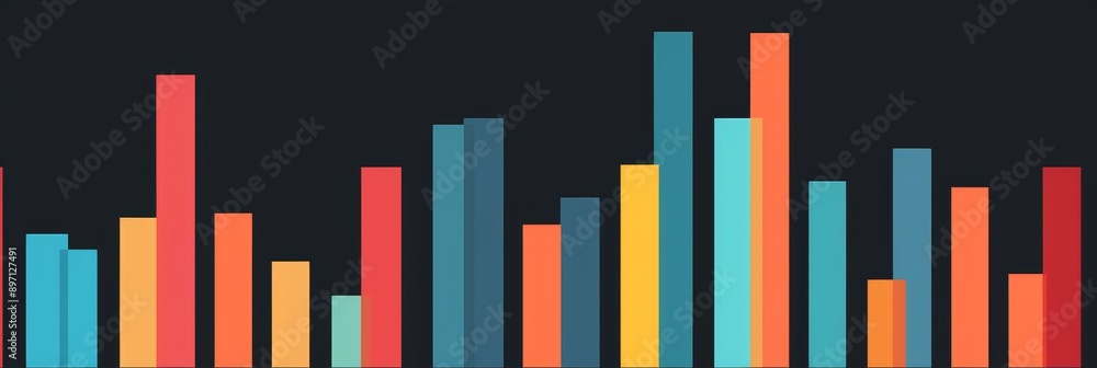 Poster this image depicts a colorful bar graph with bars of varying heights and colors, representing data o