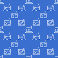 Vector Candlestick Chart Pattern on Laptop Screen outline seamless pattern