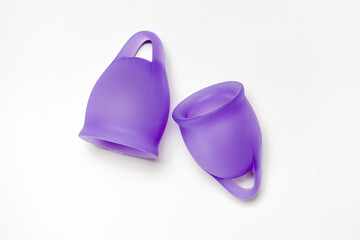 Different Sizes of Menstrual Cups: Period Care on White Background