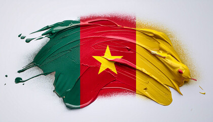 Paint stain in the colours of the Cameroonian flag