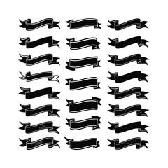 Obraz premium Hand-Drawn Monochrome Ribbon Vector Set – Elegant Decorative Elements