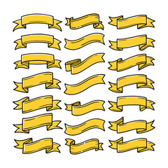 Obraz premium Hand-Drawn Monochrome Ribbon Vector Set – Elegant Decorative Elements