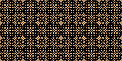 Dark and Gold Seamless Geometric Islamic Ornament - Elegant Beige Background with Oriental Vector Pattern for Luxury Designs