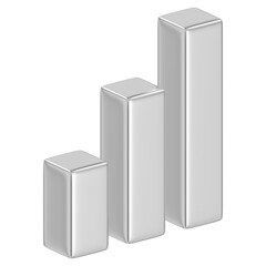 Silver bar chart png 3D element, transparent background