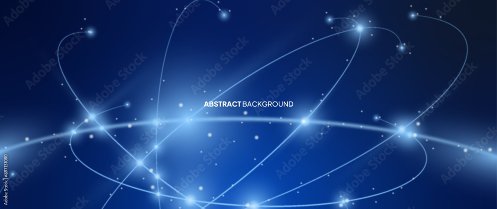 Poster abstract blue background of the technology theme with a circular line drawing that resembles a passi