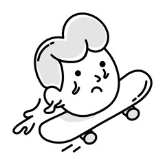 A hand drawn icon of crying sad skater 

