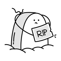 Gravestone with rip banner, doodle icon 

