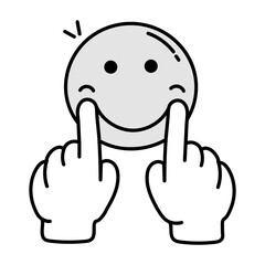 A hand drawn icon depicting forced smiley 

