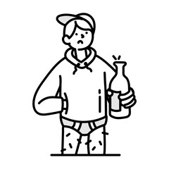 A hand drawn icon of a man drinking wine 

