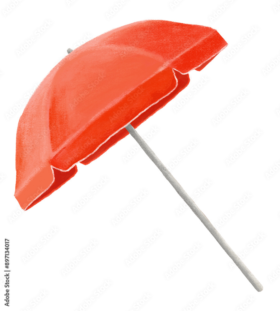 Sticker Red beach umbrella png, transparent background