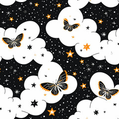 Butterflies and flowers and the sky