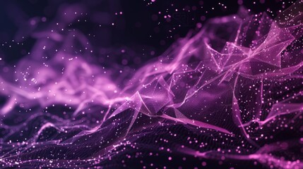 Vibrant purple particles form a captivating abstract backdrop merging technology and science, evoking futuristic communication and digital connectivity with dynamic colors and motion