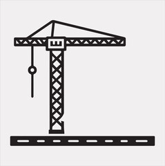Building Crane and hook logo design silhouette vector on a white background
