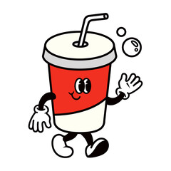 Retro soda cup  png, cartoon illustration, transparent background
