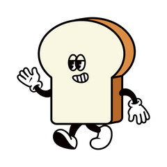 Retro bread slice png, cartoon illustration, transparent background