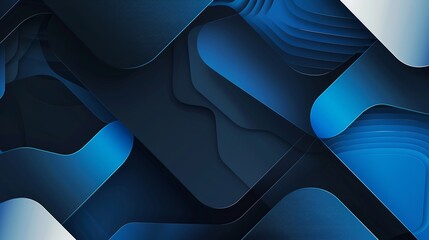 Flowing blue shapes creating depth and movement on a dark abstract background