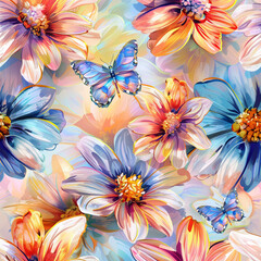 Butterflies and flowers and the sky